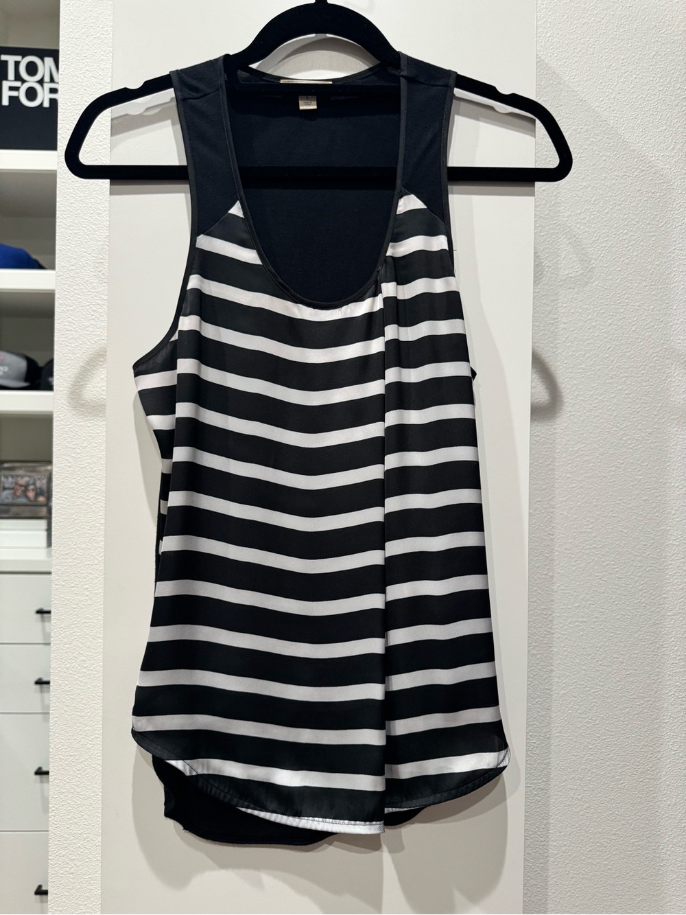 Caslon Black & White Striped Racerback Tank